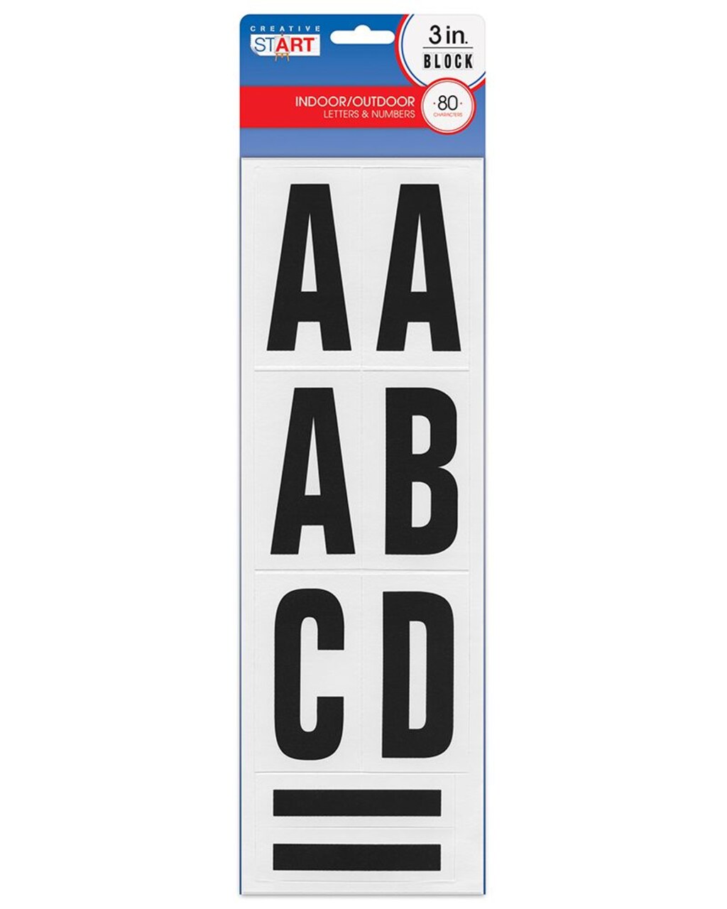 Creative Start Vinyl Self-Adhesive Letters and Numbers, 3", Block Font, Black, 80 count